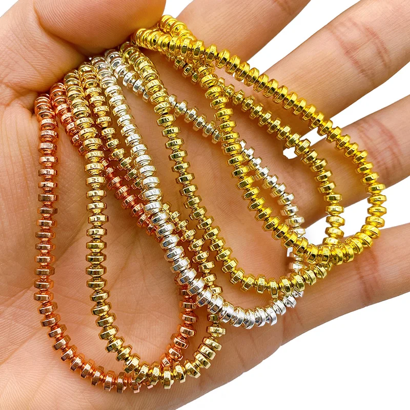 

Natural Hematite Stone Rose Gold color Flying Saucer Flat Round Loose Beads For Pendant Earrings Making Diy Bracelet Findings