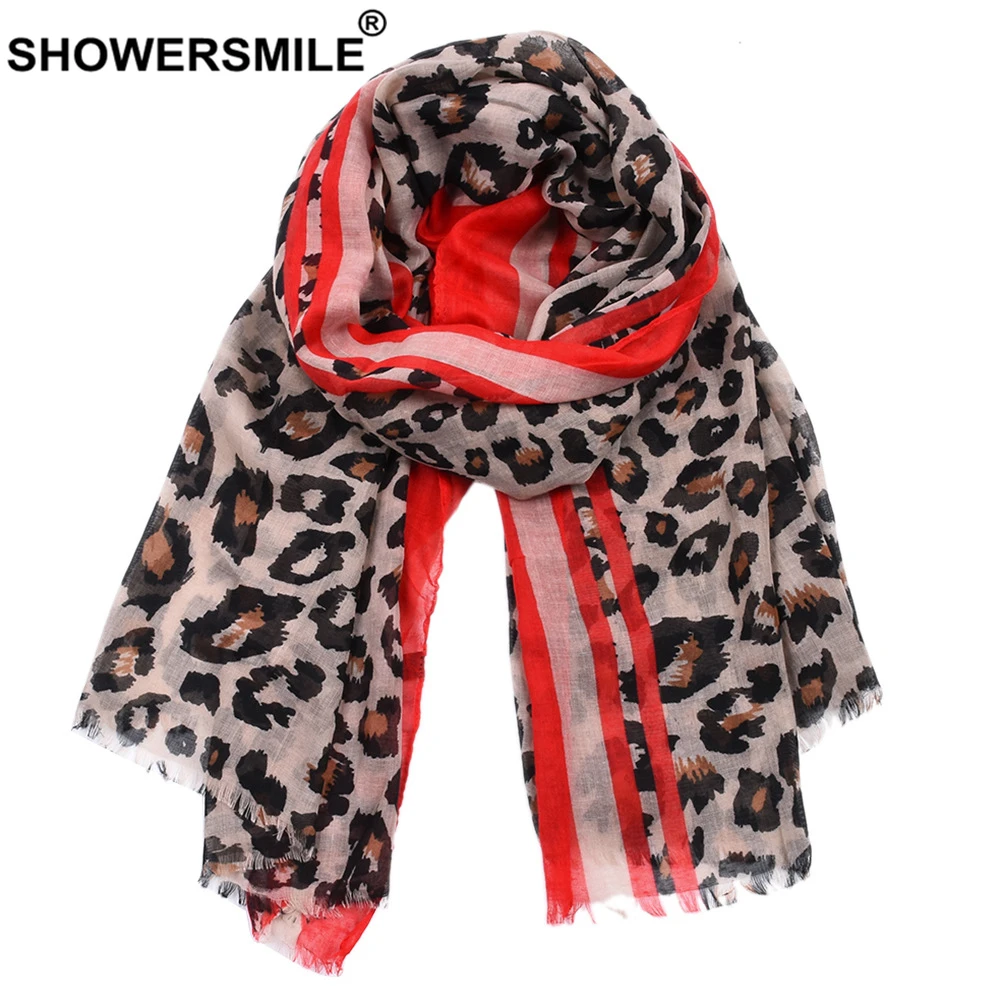 Женский Длинный шарф SHOWERSMILE зеленый леопард с принтом для женщин шарф-вуаль см х 90