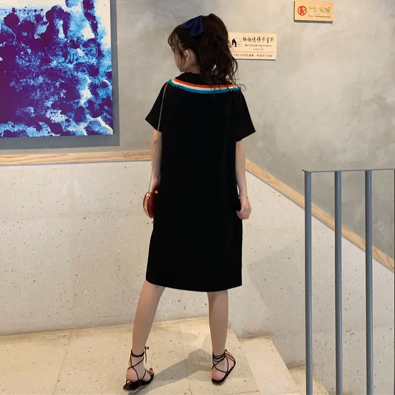 

Knitted skirt 2021 summer new Korean design split sweet baby collar loose dress