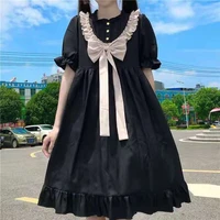japanese women loose gothic ruffles cosplay lolita party dress kawaii collored vintage dress cute lolita dress black and red