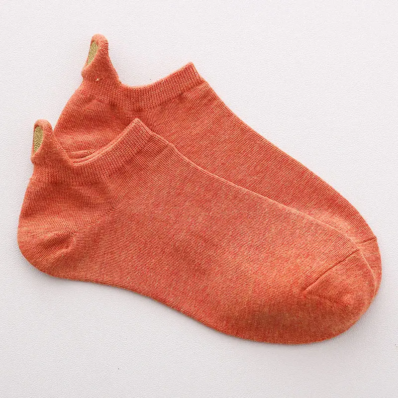 Pattern01 Orange Летние хлопковые женские носки с героями мультфильмов креативные забавные блестящие носки с принтом в форме сердца для женщин милые Kawayi девушки Прямая поставка - Цвет: Pattern01 Orange