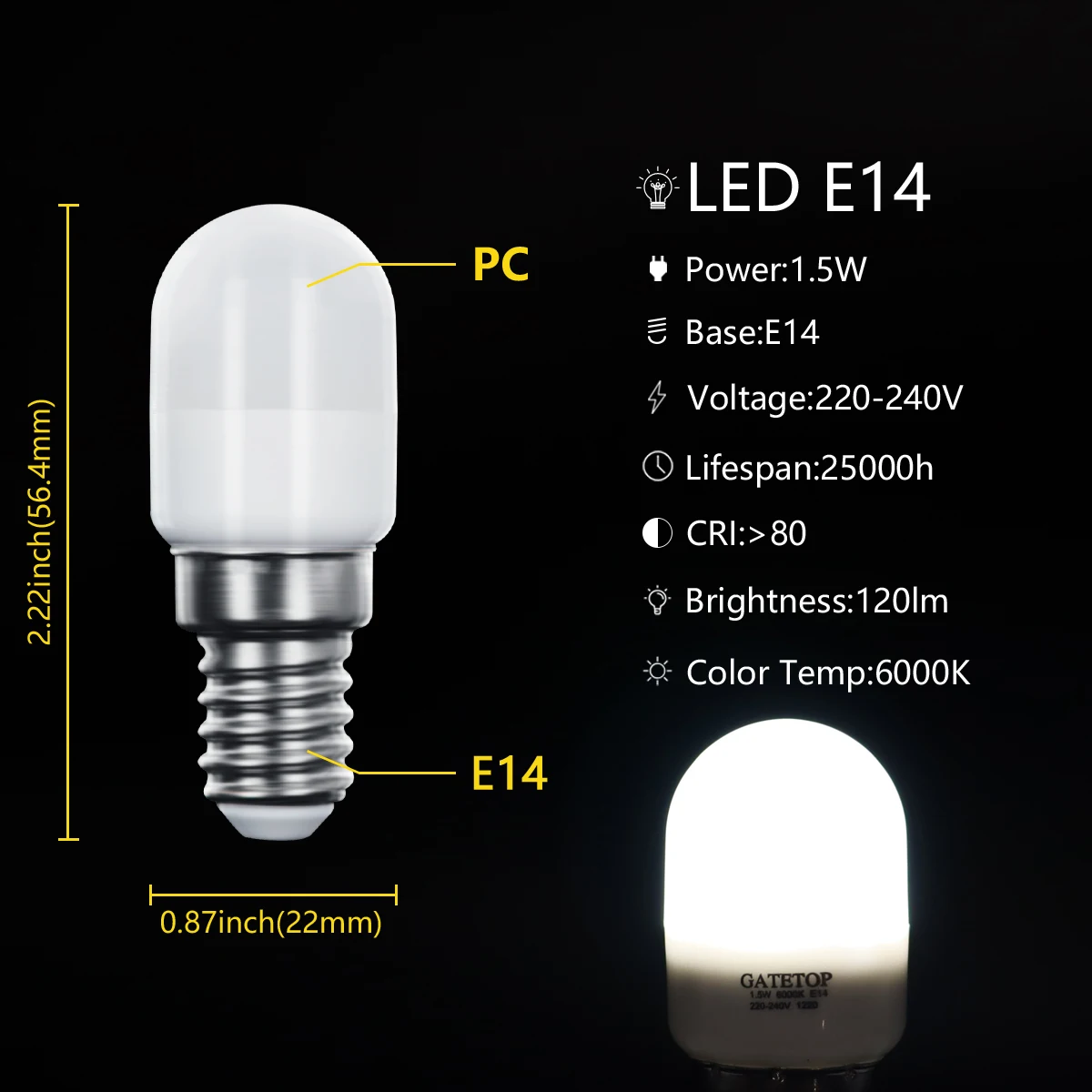 

E14 1.5W 230V Mini Refrigerator LED Lamp Light SMD 2835