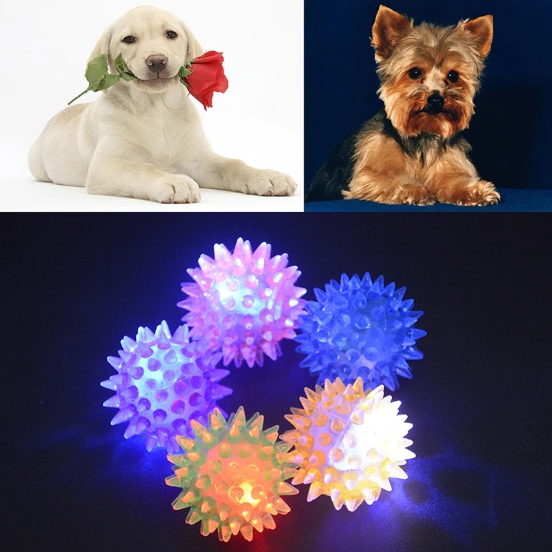 

Soft Rubber Luminous Pet Dog Toy Chewing Elastic Ball Toy Puppy Elastic toy Barbed Magic Ball Chew-resistant Toy Random Color