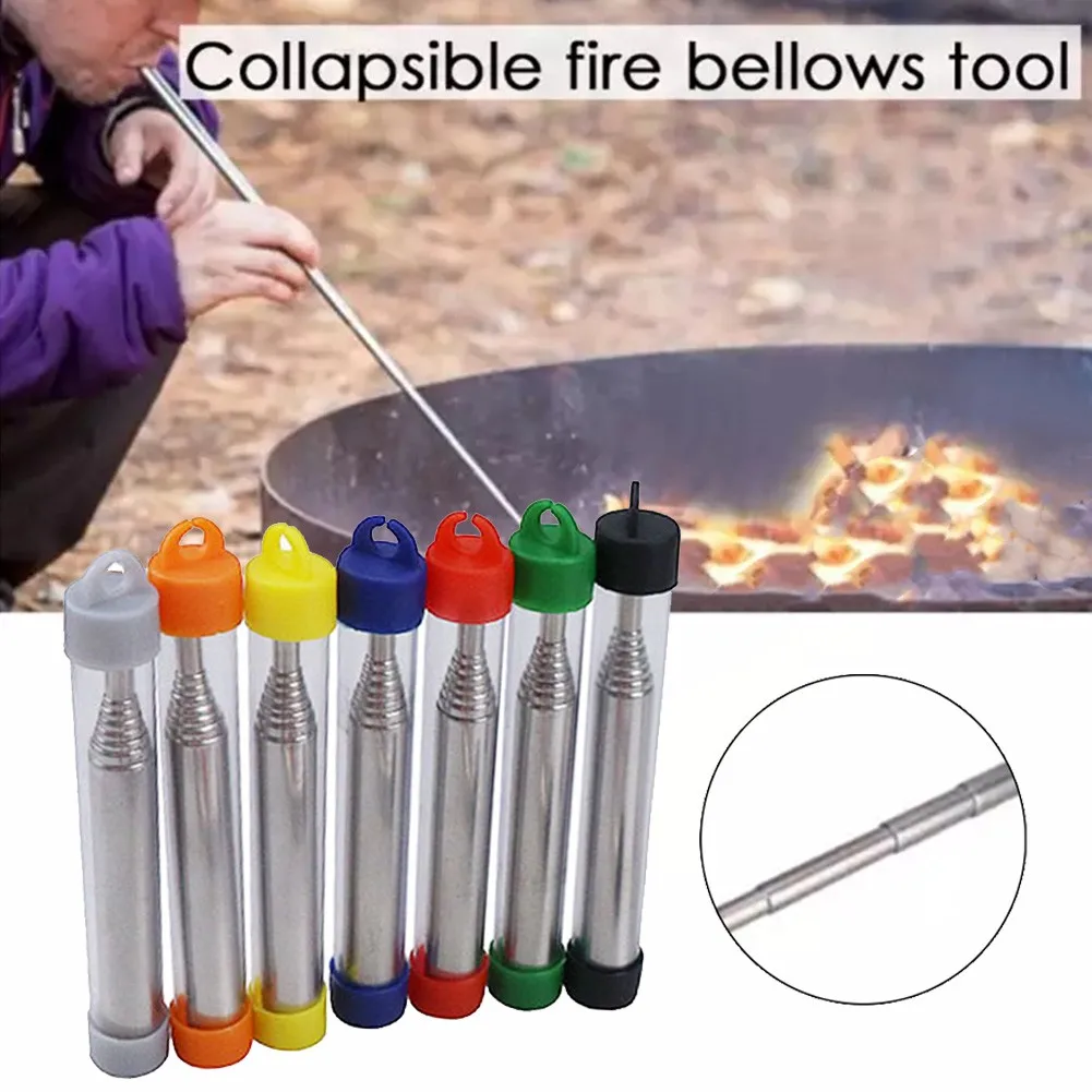 

Outdoor Telescopic Pocket Bellows Survival Fire Lighting Camping Blowing Torch Stainless Steel Collapsible Air Blasting Campfire