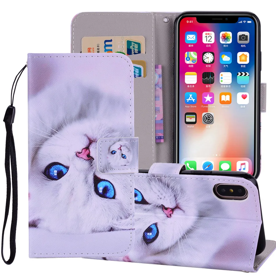 

Color painting Flap Leather Shell Cases Suitable For iphone Phone 7 87Plus 8Plus XS Max XS XR Phone case iphone XS phone cases