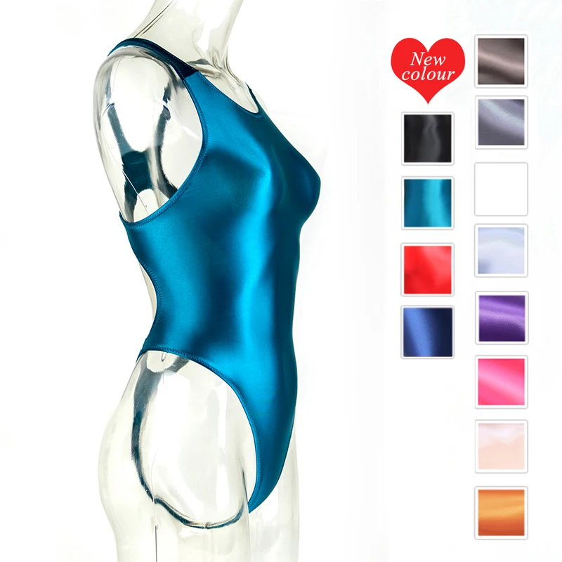 Цельный купальник женский масляный глянцевый с высокой вилкой T-String мертвый банк