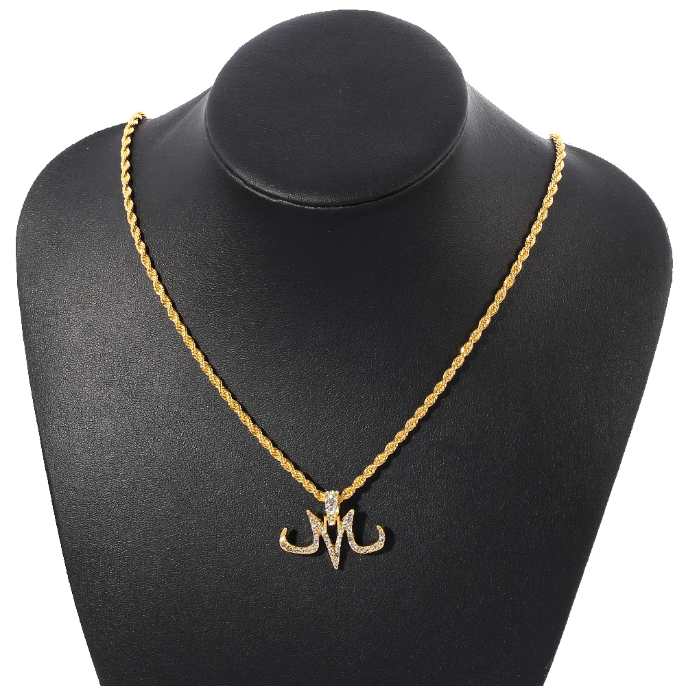 Hip-hop Style M Letter Pendant Necklace Dragon Magic Logo Majin Buu Tattoos Marks M Gold Silver Color Neck Chain Jewelry Gift images - 6