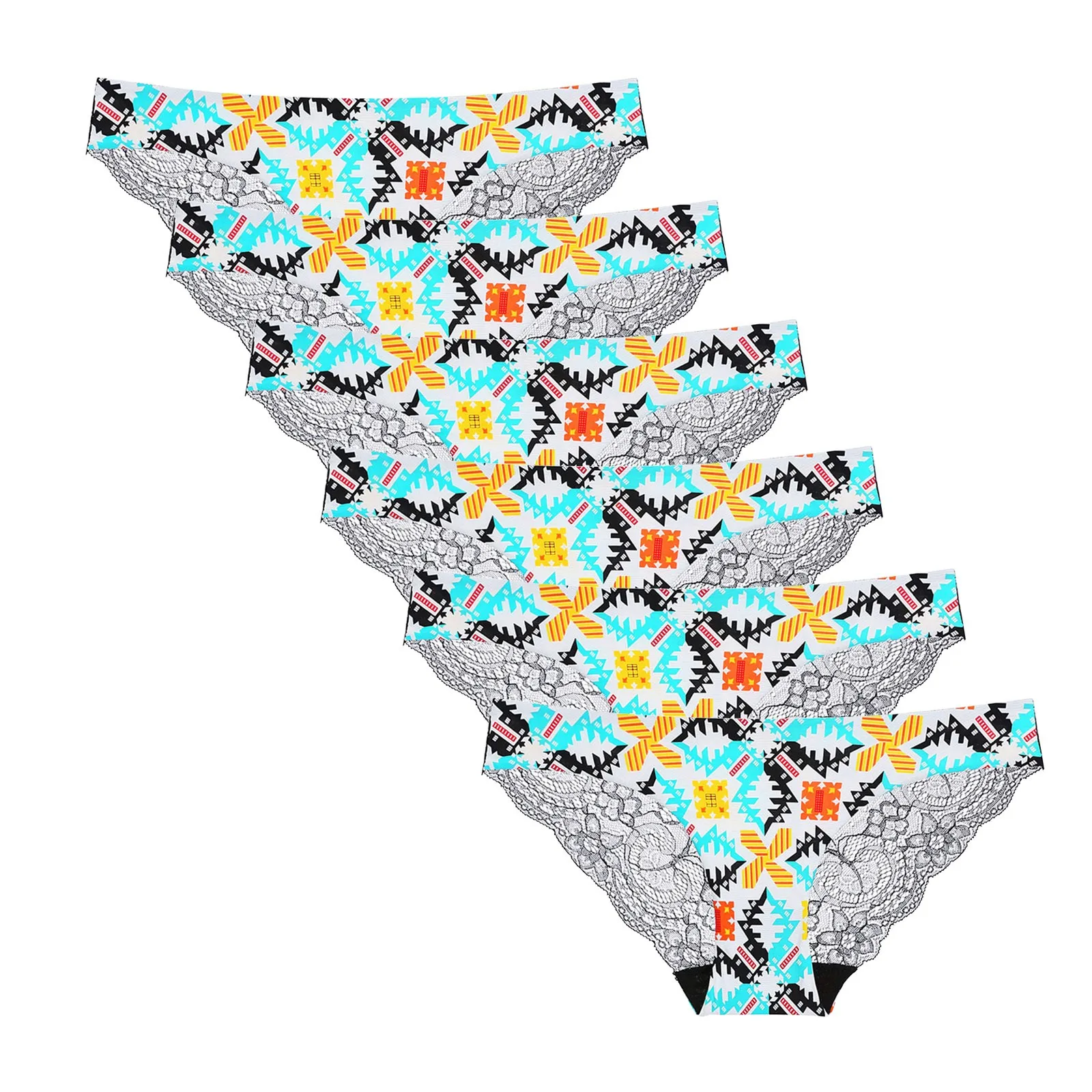 

6PCS Sexy Ladies Low-Rise Transparent Leopard Print Lace Breathable Underpants Lingerie For Women Underwear Panties Mini Briefs