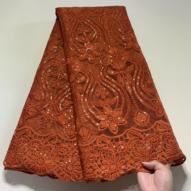 

Exclusive Tulle Fabric African Net Lace Fabric 5Yards Quality Embroidery Nigerian Robe Sewing Material French Sequin Lace Fabric