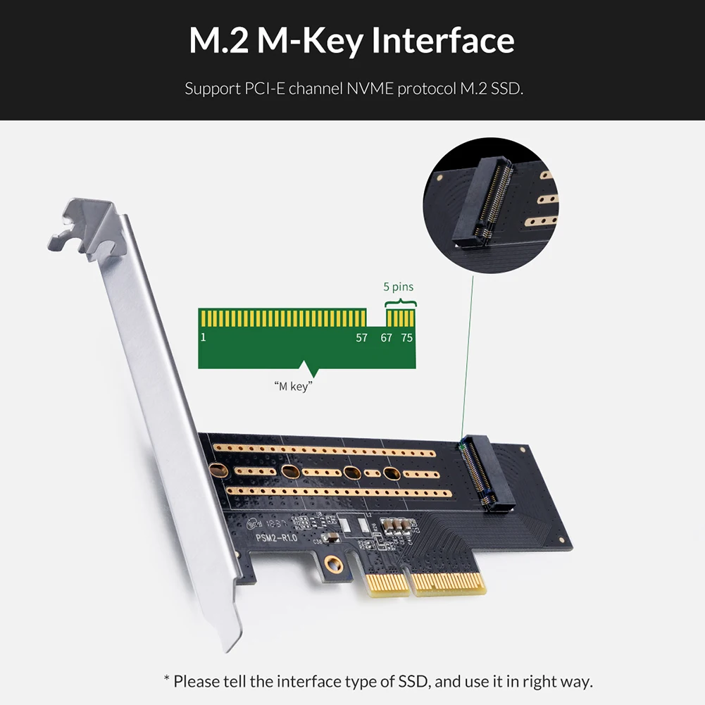 плата расширения orico m 2 nvme на pci e 30 x4 pcie 30 gen3 x4
