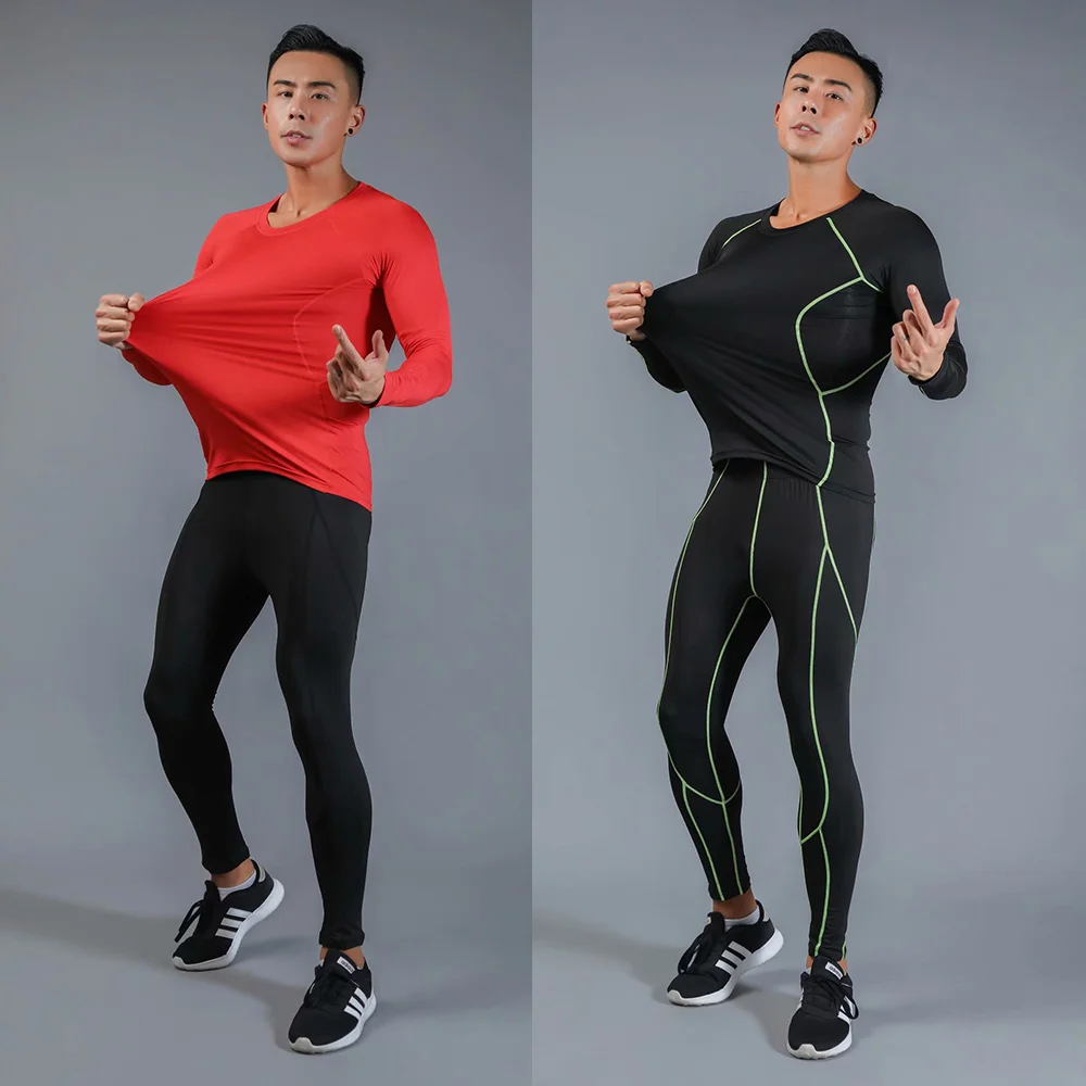 Mens Sportswear 2 pieces Workout Running Fitness Clothing Suit Sets Sports Active Mans Suits Men Exercise | Спорт и развлечения