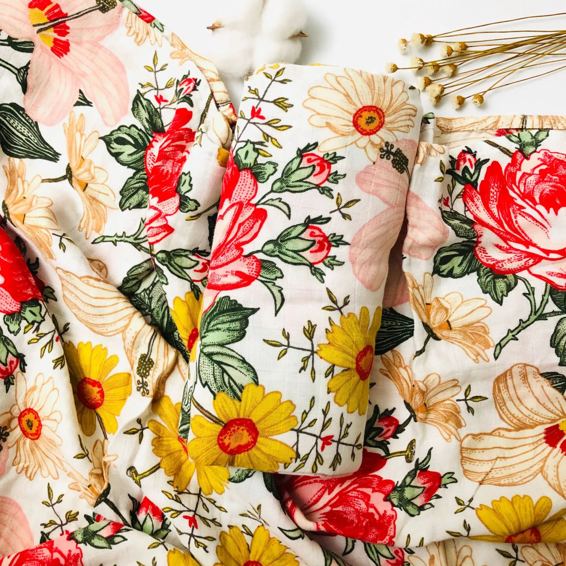 Бамбуковое хлопковое детское муслиновое одеяло многофункциональное для