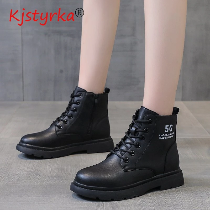 

Leather Women White Ankle Boots Motorcycle Boots Female Autumn Winter Shoes Woman Punk Motorcycle Boots