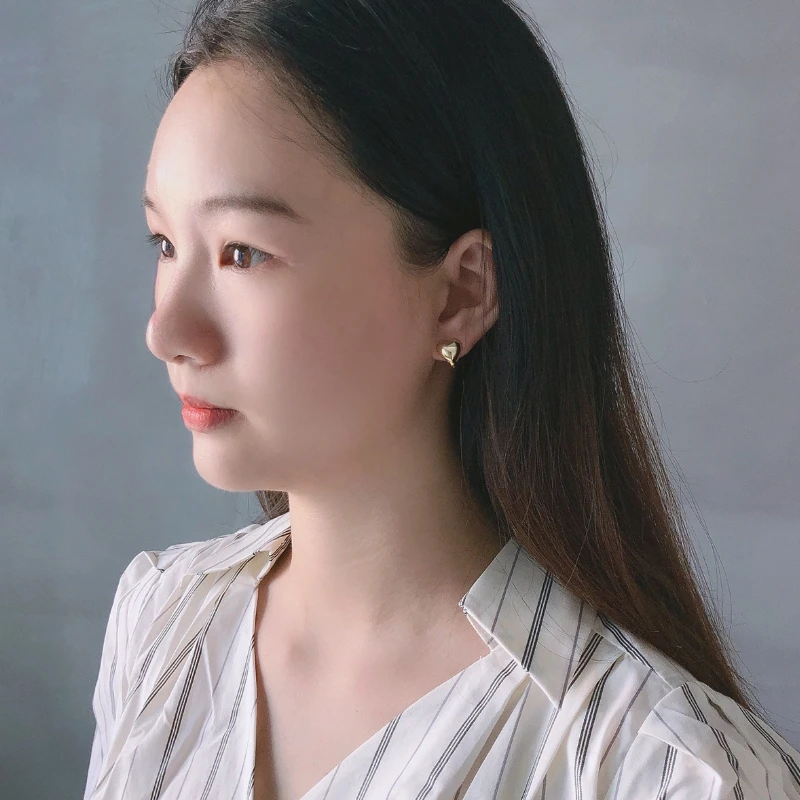 

New Arrival Real 925 Sterling Silver Minimalist Love Heart Stud Earrings for Women Clip Ear Fine Jewelry Accessories 2020