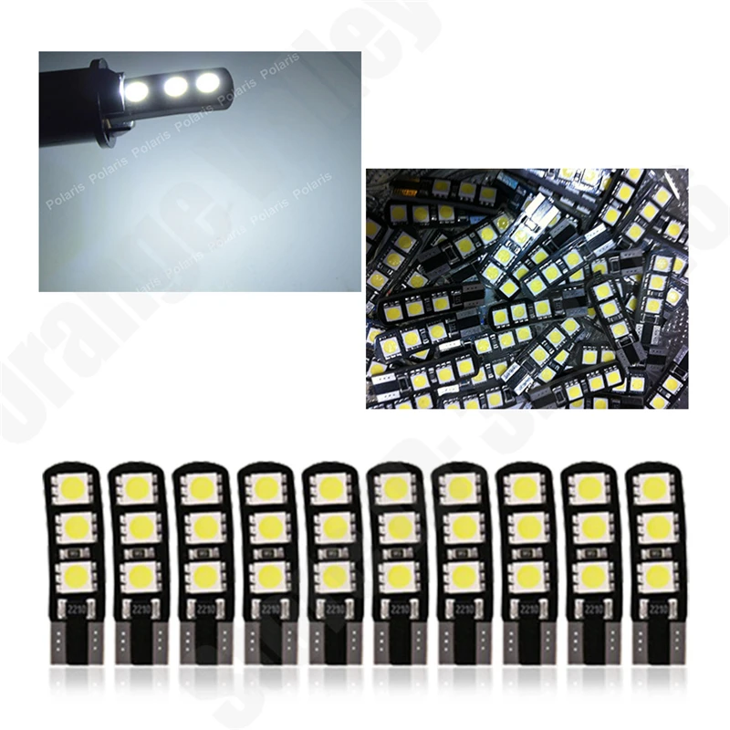 10 шт. T10 6SMD 5050 CANBUS W5W 6 светодиодный DC12V без предупреждения об ошибке Smd Canceller Авто