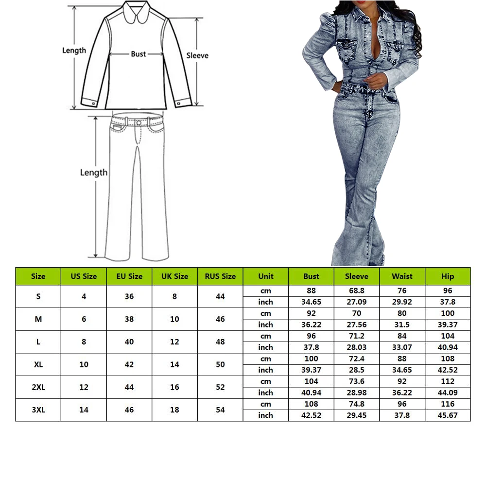 

2020 New Fashion Womens Jumpsuits Female Casual Long Sleeves High Waist Jean Demin Jumpsuits Romper Overall Playsuit