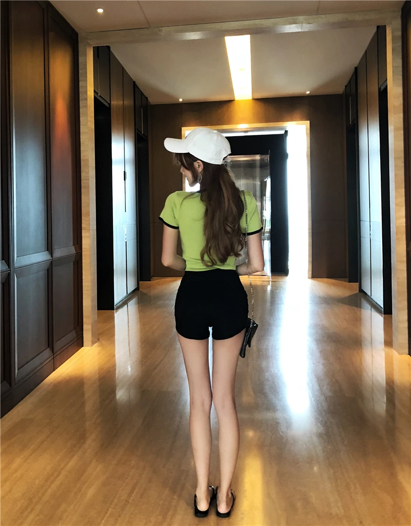 Kpop Blackpink JENNIE/уличная футболка с круглым вырезом Женский костюм из двух предметов, топ и штаны, женский корейский сексуальный тонкий комплект из 2 предметов