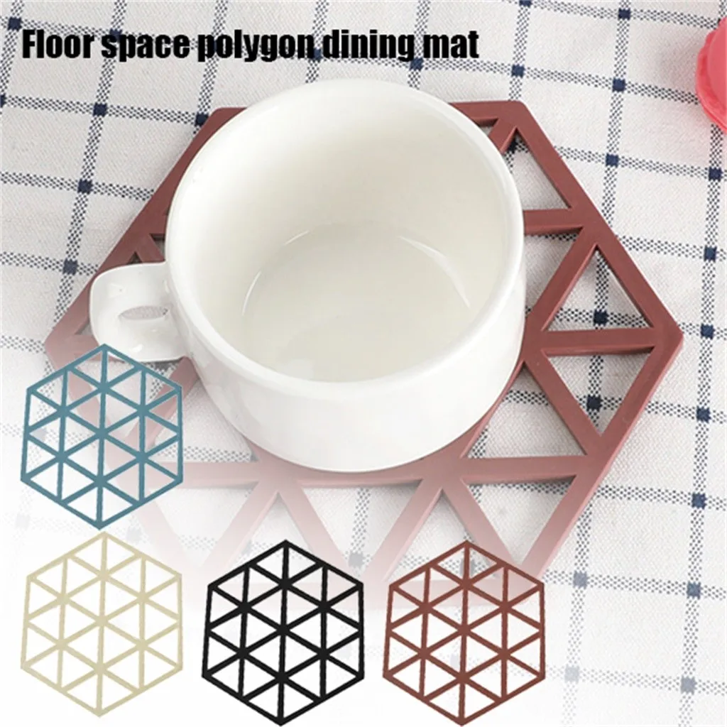 Коврик для стола с геометрическим рисунком устойчивый к ожогу силиконовый