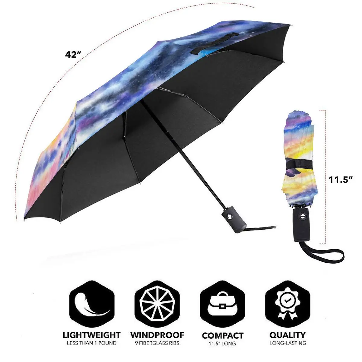 Online Astratta A Mano Con Galaxy Antivento Automatico Pieghevole Invertito Ombrello Portatile Paraguas Per Uomo Donna