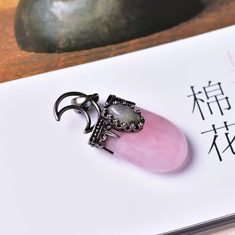 1 шт. кулон из розового кварца с аметистом натуральным кристаллом | Дом и сад