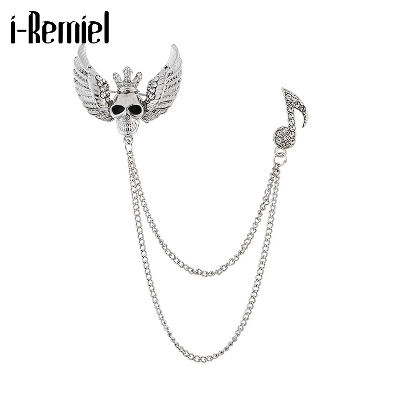 Элитный металлический значок в виде черепа короны звеньев кисточек цепочек