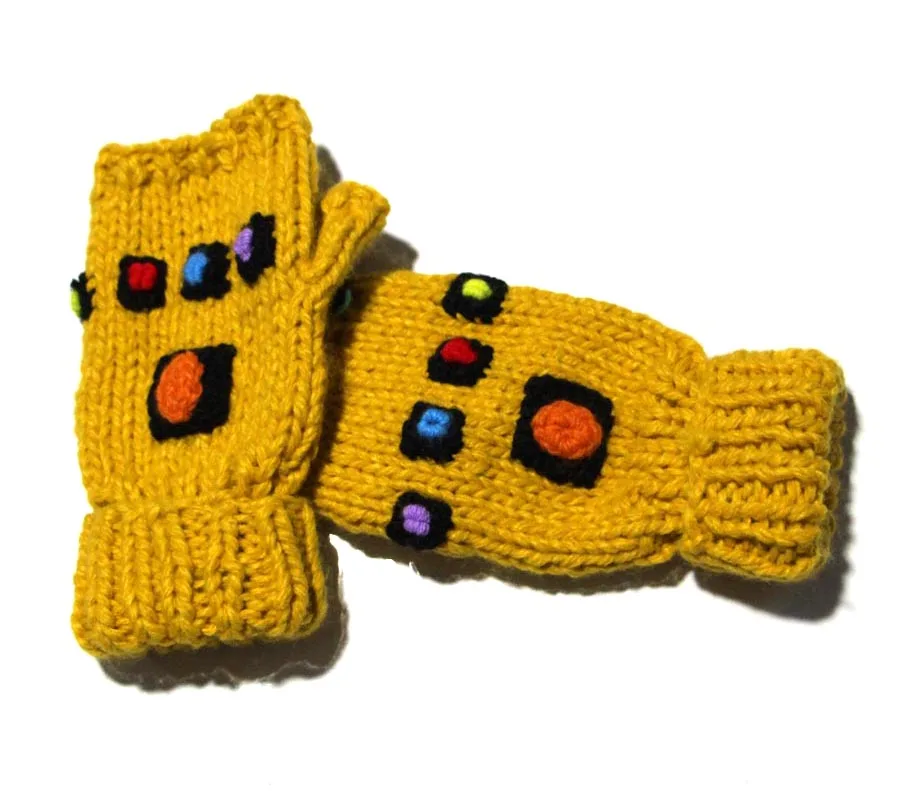 Перчатки без пальцев Теплая вязаная зимняя рукавица осенняя одежда Gem Infinity Gauntlet