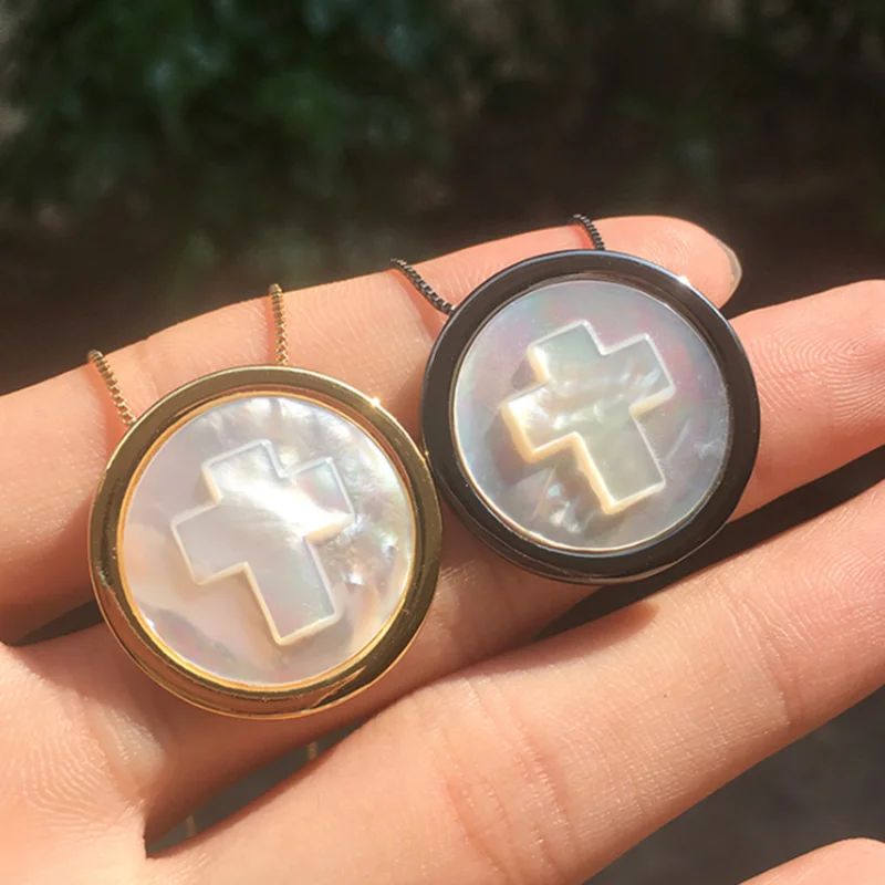 Ожерелье женское из натурального жемчуга с крестом Иисуса перламутра 5 шт./лот |