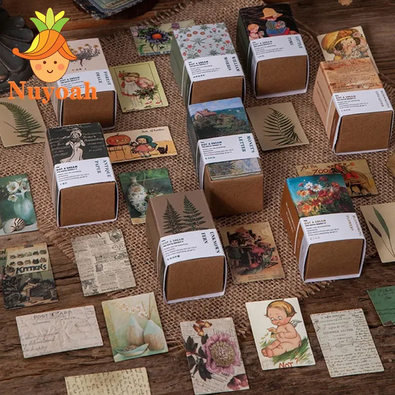 100pcs Vintage Paper Mini Book Kraft Cards Scrapbooking for Decoratio Stationery LOMO Cards DIY Paper Journal Label Sticker
