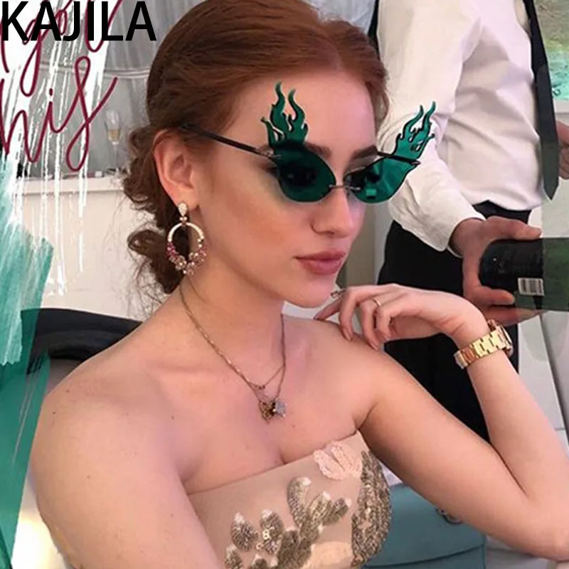 Женские солнцезащитные очки с треугольным кошачьим глазом и большим огненным