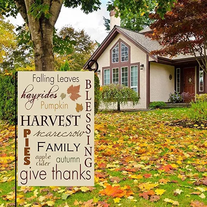 Добро пожаловать Осенний Садовый флаг в полоску с тыквой вертикальный