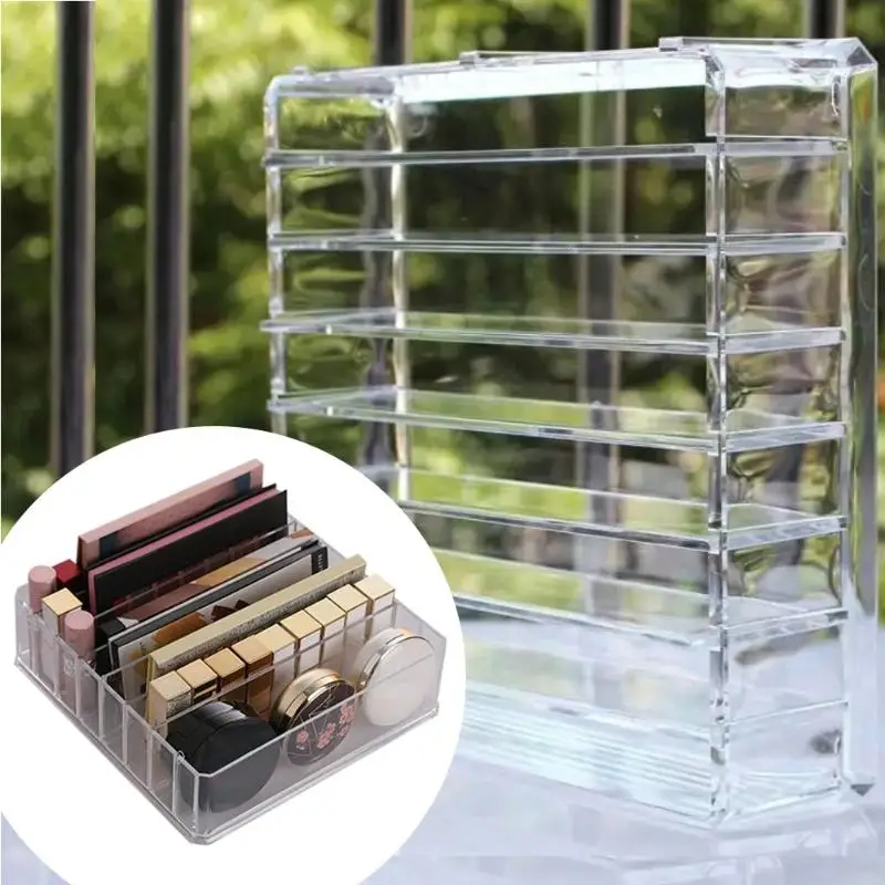 8 сетки Прозрачный акриловый Органайзер для косметики коробка хранения пудра
