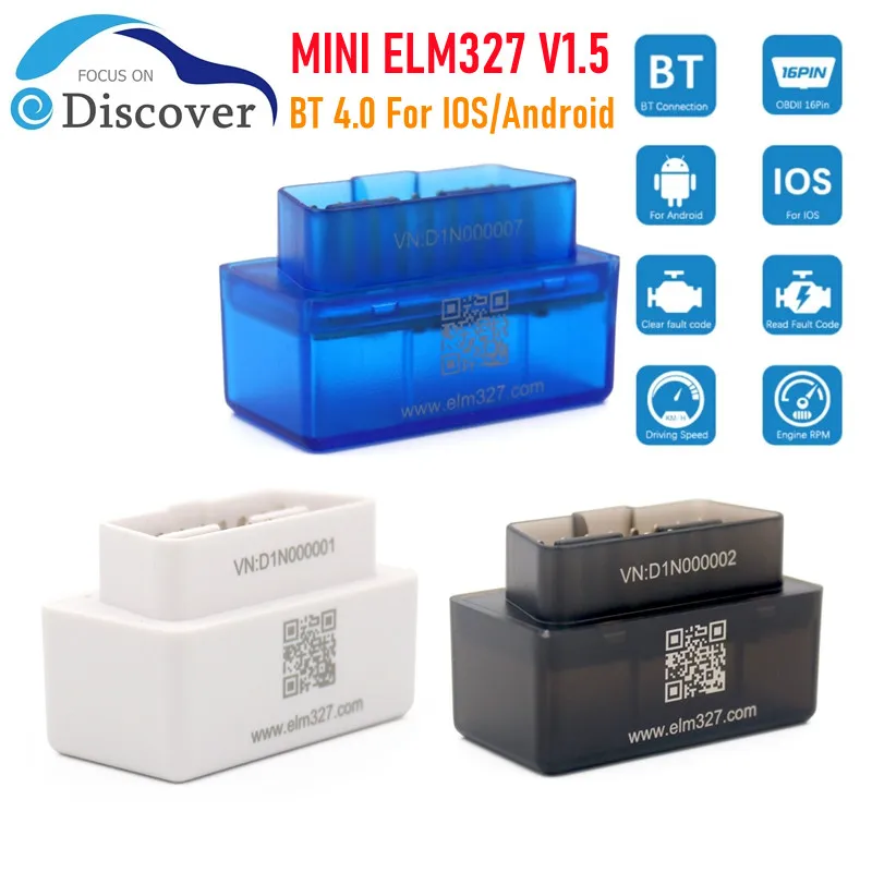 

Hardware V1.5 CAN Chip ELM327 BT 4.0 1.5 Works For IOS Android Windows OBD2 Diagnosis Scan Tool ELM 327 Support 9 Protocols