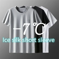 quick dry breathable mesh summer mens t shirt ice silk short sleeve loose plus size sports top trend cool t shirt men boy
