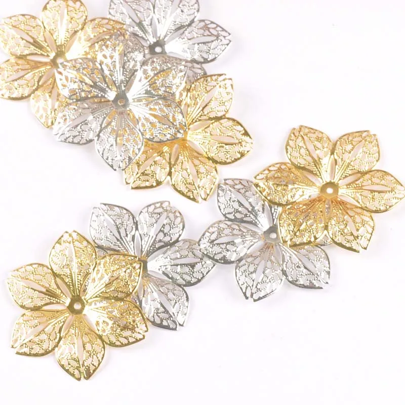 10 шт полые цветочные Металлические ремесла филигранные обертывания соединители