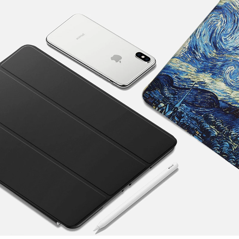 Чехол для iPad 10 2 7 8 9 поколения трехскладная подставка жесткая задняя крышка Apple Gen