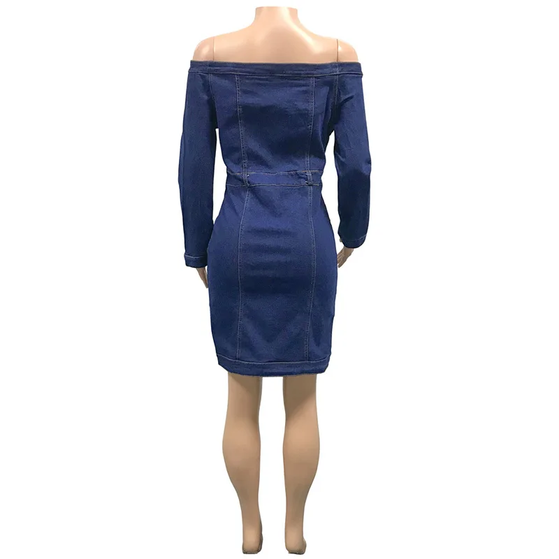 

women jeans dress sexy strapless slim hip party demin dress