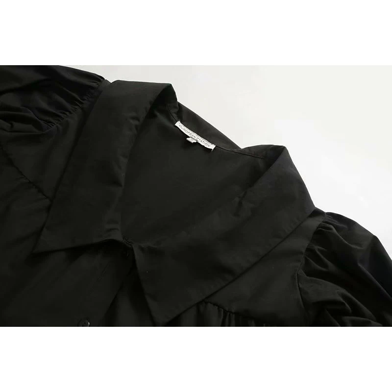 Женское платье с v образным вырезом za элегантная драпировка Черное мини вечерние