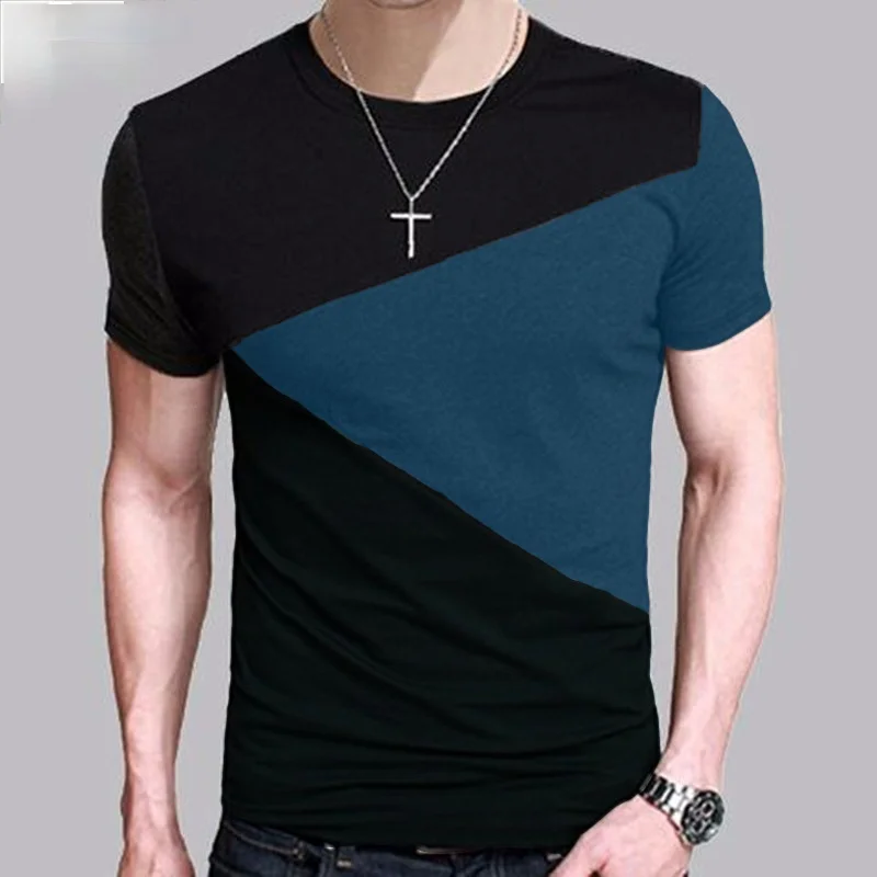 

Adult Round Neck Korean Short-sleeved T-shirt Men's Color Matching Men's T-shirt Clothes Mens T Shirts Off White Tees Tops
