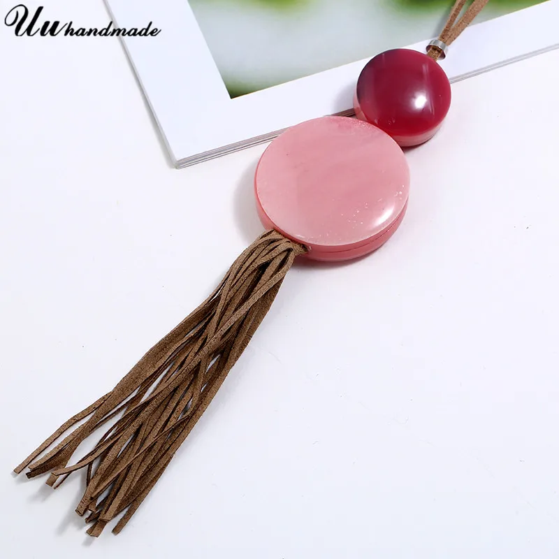 Эффектные ожерелья с подвеской Длинная кожаная цепочка чокер кисточкой ожерелье