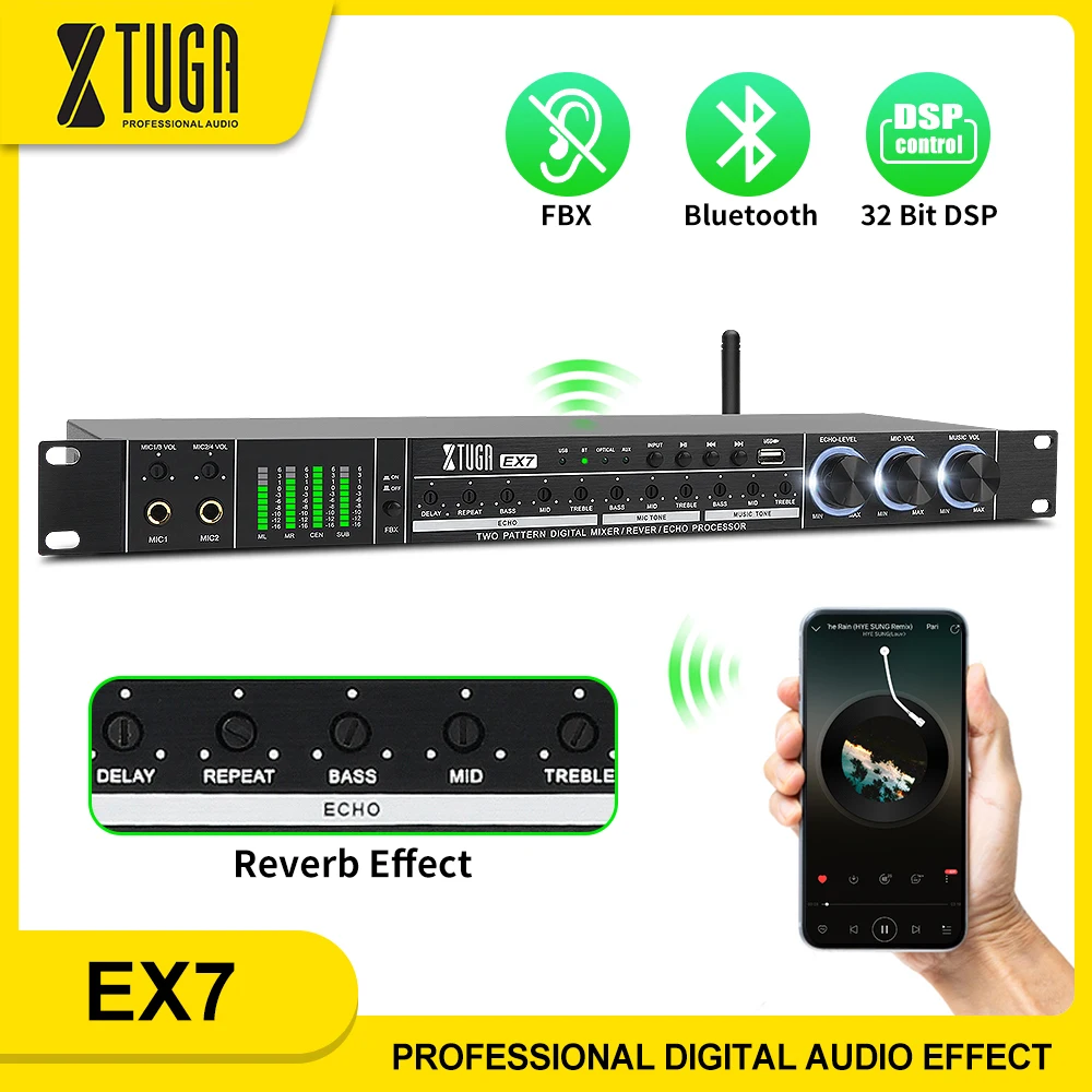 XTUGA Bluetooth цифровой аудио эффекты процессор с 32 бит DSP профессиональный микрофон