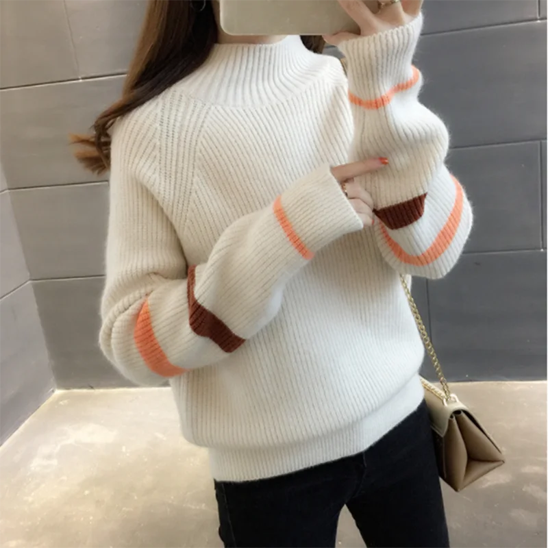 High Quality Women Fashion Turtleneck Sweater Winter Thick Warm Pullovers Female Long Sleeve Jumper Knitted Pullover W1802 | Женская