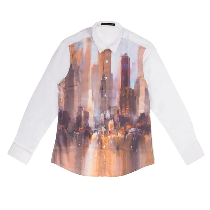 

Top Selling Product In 2020 Fall New Men's Printed Shirt Lapel Loose Long Sleeve Casual Shirt Trend Men Clothing