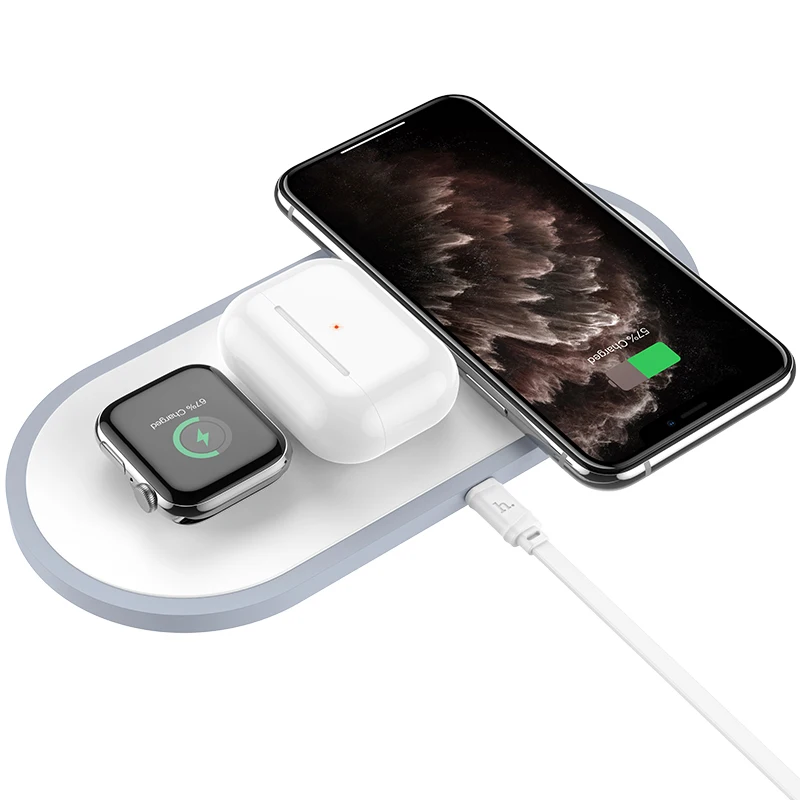 hoco 3in1 wireless charger for iphone 11 pro x xs max xr for apple watch 5 4 3 airpods pro qi fast charger stand for samsung s20 free global shipping
