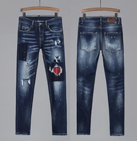 new european dsq brand men italy jeans pants design cool top jeans men slim jeans denim trousers blue hole pants jeans for men