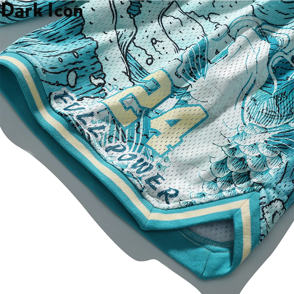 

Dark Icon Full Printed Jersey Basketball Shorts Men Summer High Street Men's Short