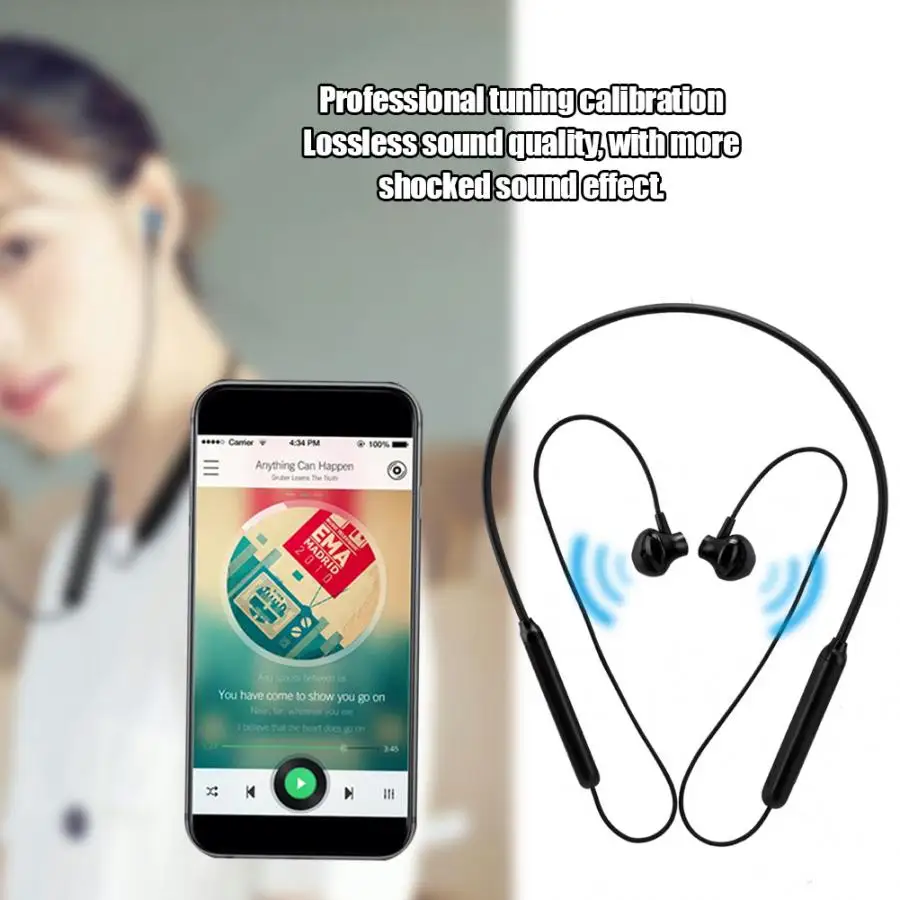 Bluetooth 5 0 + EDR Беспроводные наушники с громкой связью висящие на шее спортивные