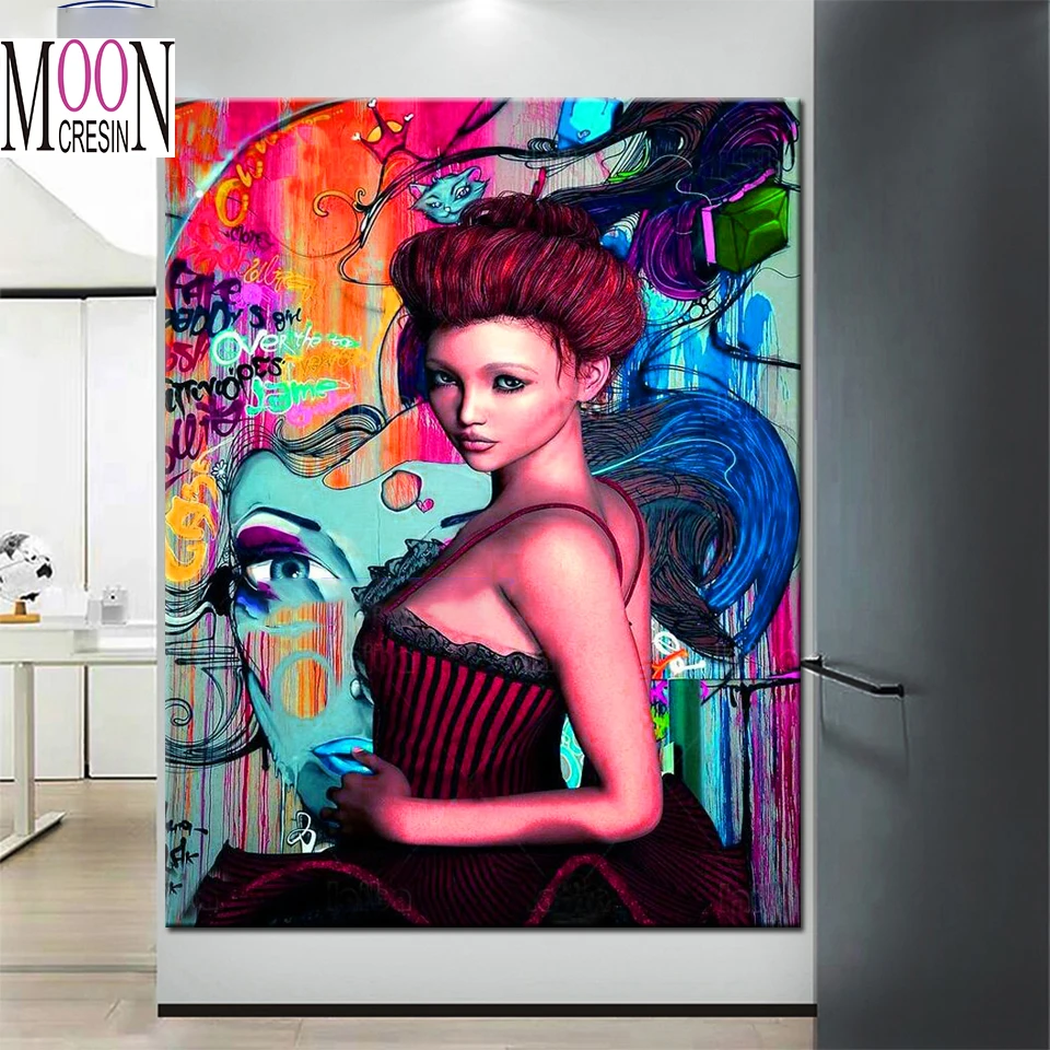 

5D Diamond Painting"Fashion Woman"Pictures Portrait DIY Diamond Embroidery Full Square Round Drill Stitch Cross Picture Art Gift