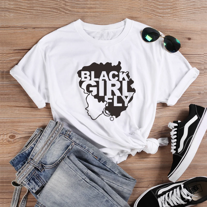 ONSEME Africa Map Graphic T Shirt Hipster Afro Lady Print Shirts Black Girl Fly Slogan Tshirt Women Streetwear Melanin Tees | Женская