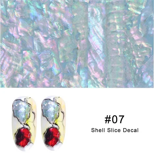 07 1Pc 3D Pearl Nails Polish Foils Glimmer Abalone Shell Pattern Nail Stickers Wraps Marble Mermaid DIY Nail Art Decoration - Цвет: 07