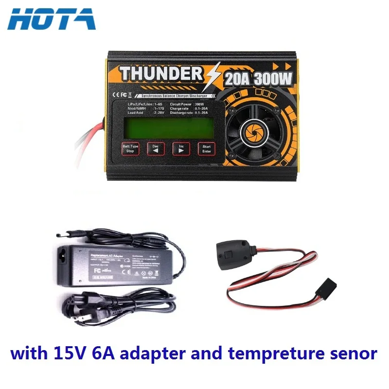 HOTA Thunder 300 Вт 20A DC балансирующее зарядное устройство Dis с адаптером temture Senor для LiPo